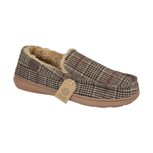 Jo & Joe Men's fur lined Moccasin Slipper Taunton BROWN