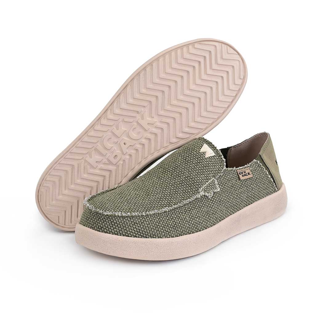 Kickback Barbeach KHAKI Woven Canvas Slip On Shoe K10354103
