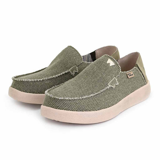 Kickback Barbeach KHAKI Woven Canvas Slip On Shoe K10354103