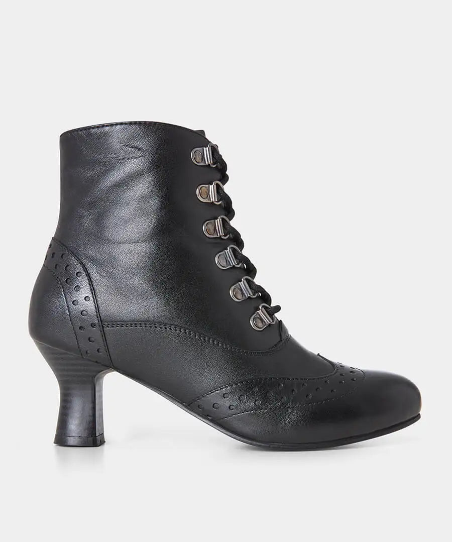 Joe Browns Fenchurch Street Black Leather Brogue ankle boots
