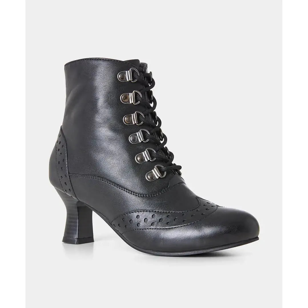 Joe Browns Fenchurch Street Black Leather Brogue ankle boots