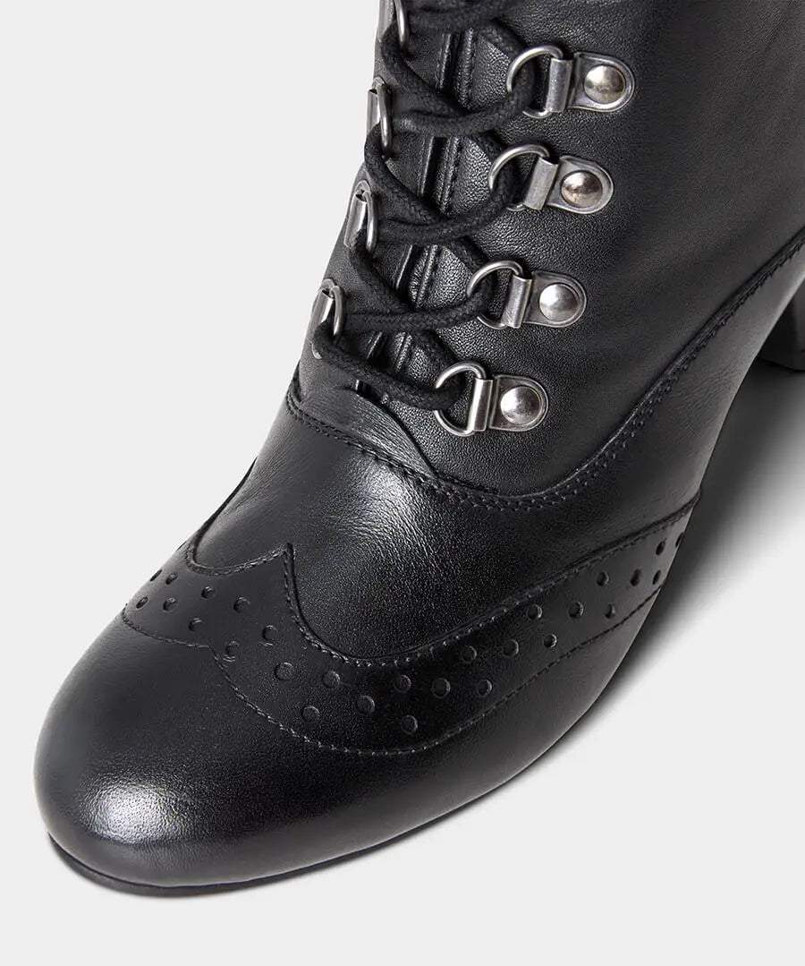 Joe Browns Fenchurch Street Black Leather Brogue ankle boots
