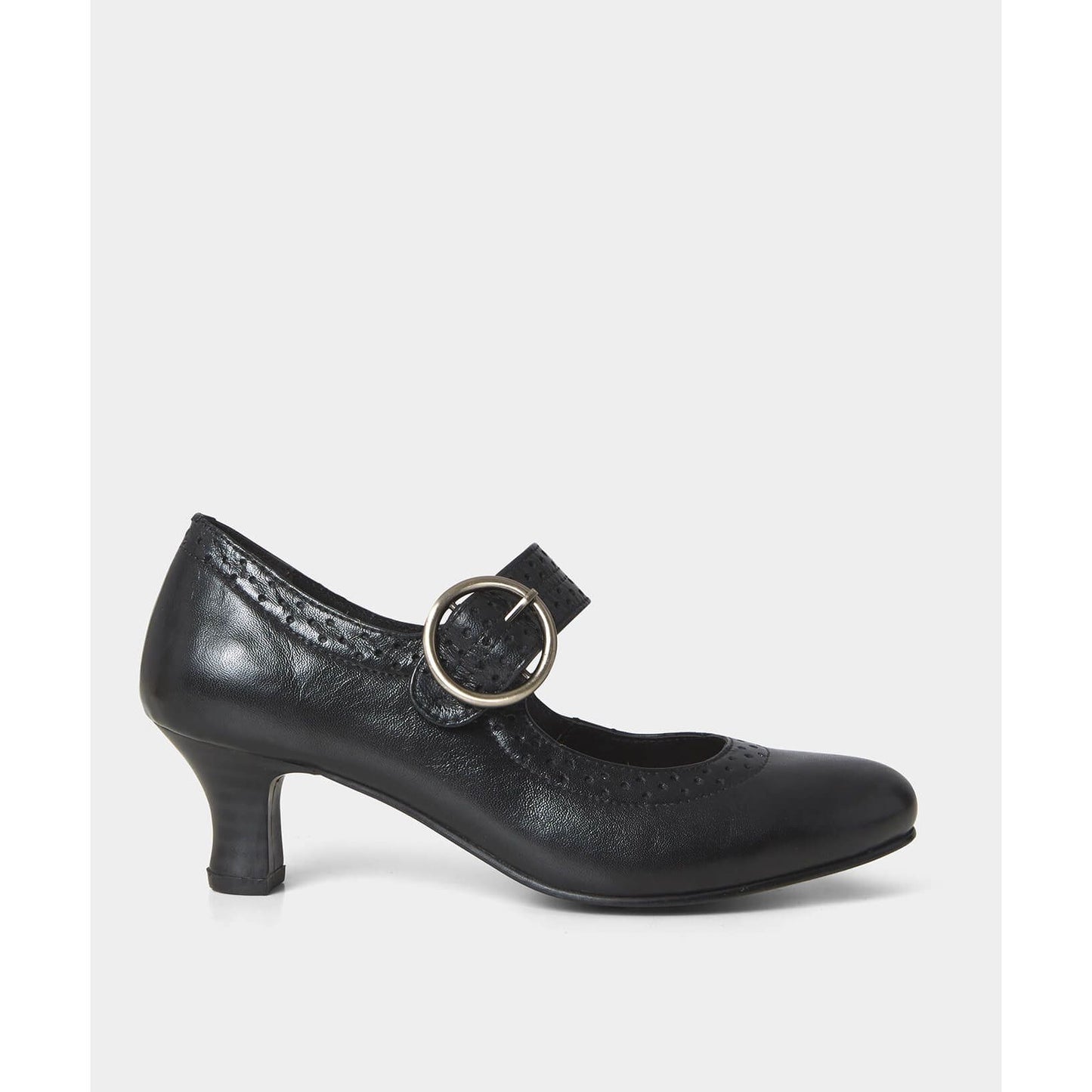 Joe Browns Mimi BLACK Leather Mid Heel Bar shoe
