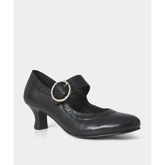 Joe Browns Mimi BLACK Leather Mid Heel Bar shoe