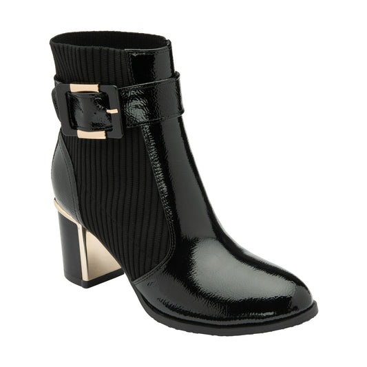 Lotus Ankle Boot with Zip Klaudina BLACK PAT ULB318