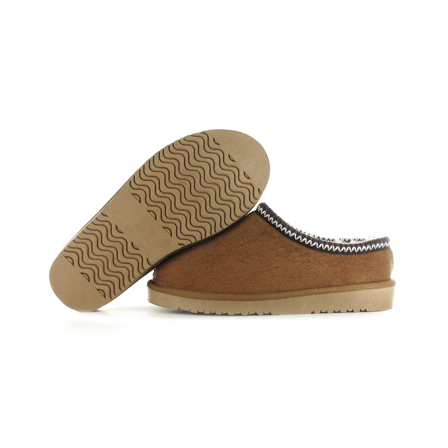 Ella Kelly Embroidered Faux Fur Lined Mule Slipper CHESTNUT