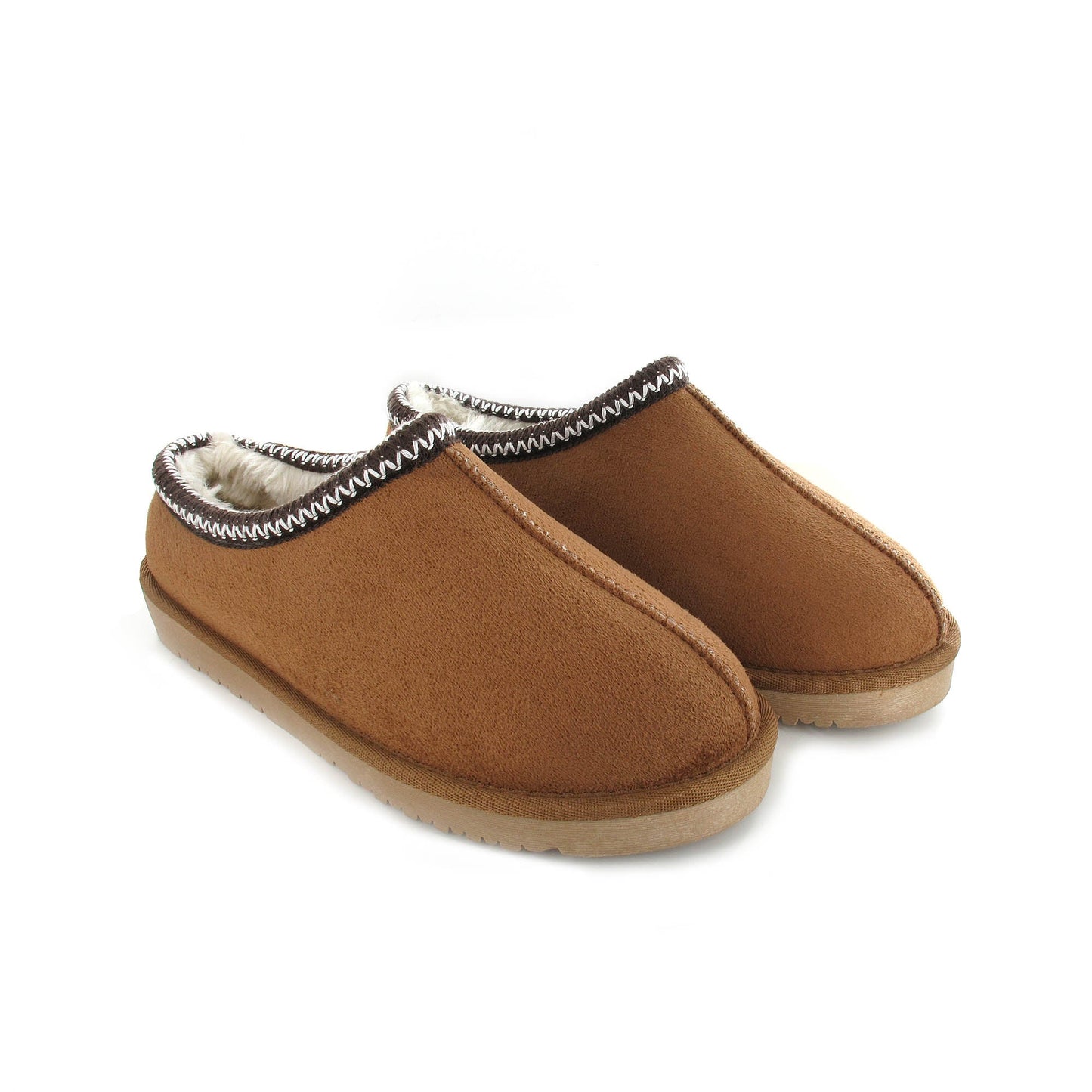 Ella Kelly Embroidered Faux Fur Lined Mule Slipper CHESTNUT