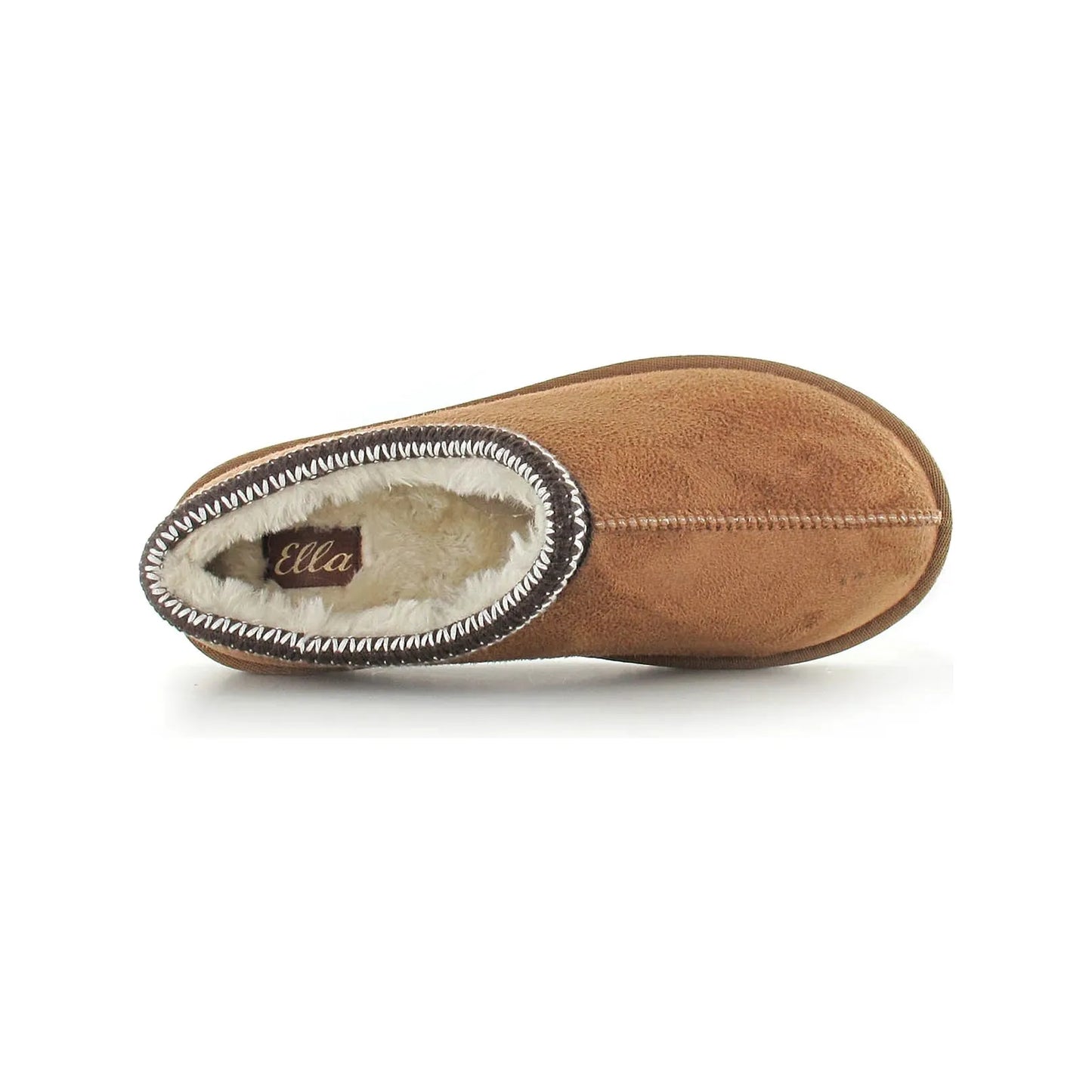 Ella Kelly Embroidered Faux Fur Lined Mule Slipper CHESTNUT