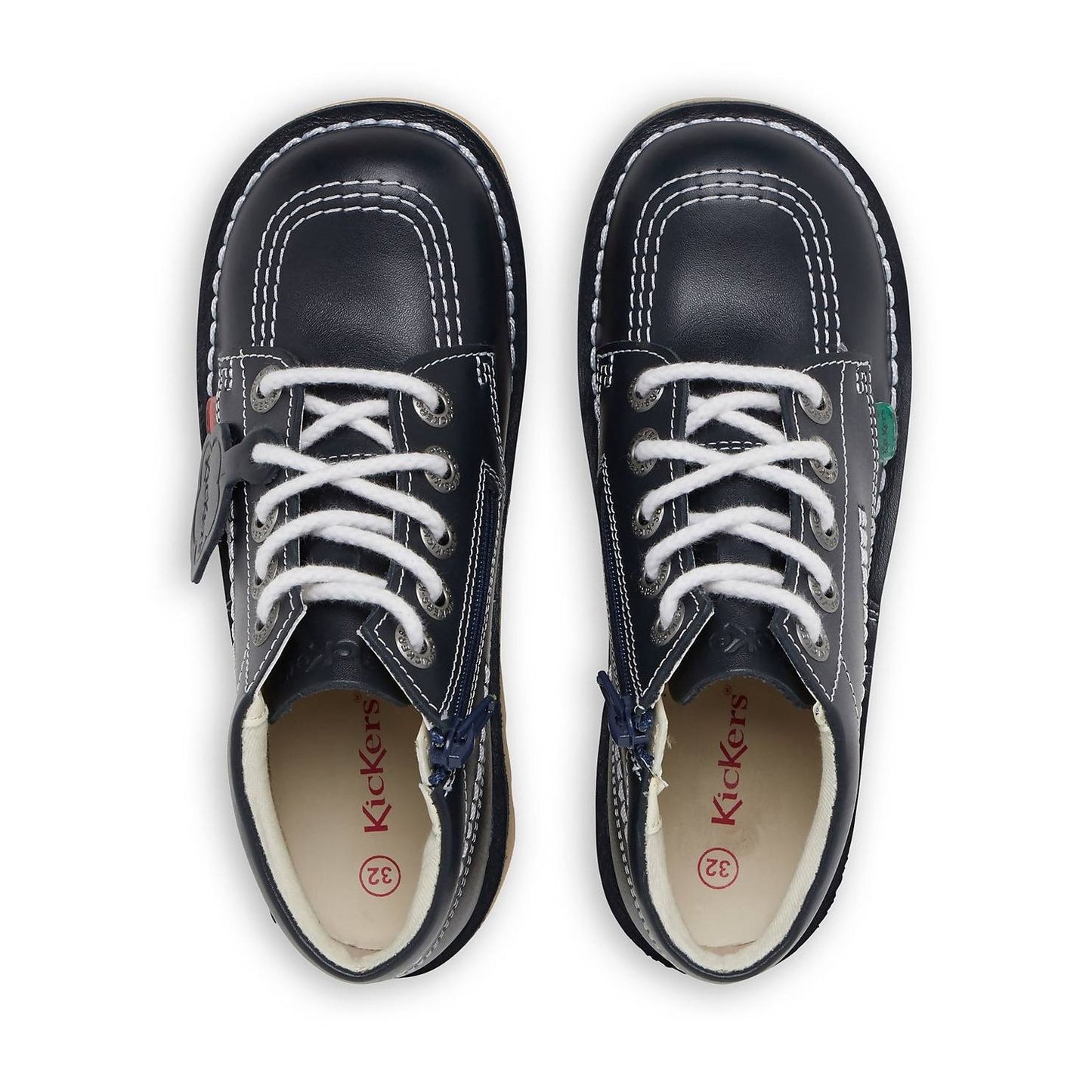 Kickers Kids Kick Hi Zip NAVY Leather Boots 115839