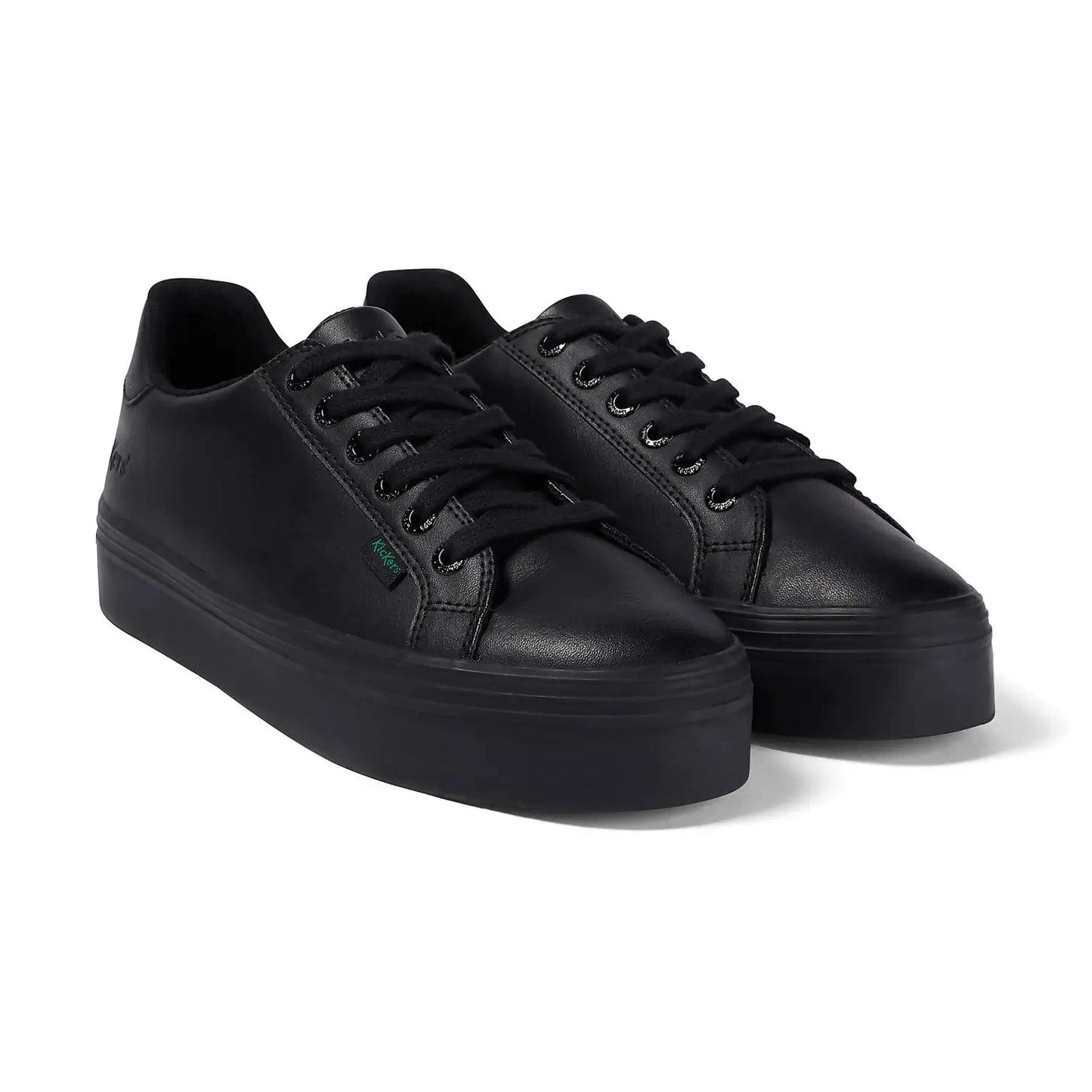Kickers Tovni Stack BLACK Leather Lace Up Shoes