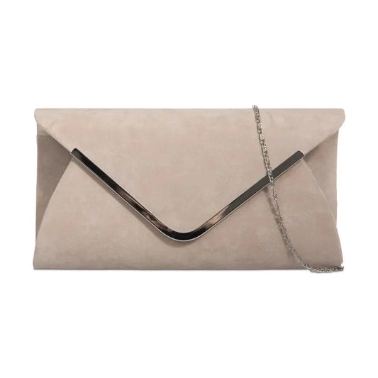 Koko Z320 NUDE Faux Suede Clutch bag with chain shoulder strap close match to Marco Tozzi 28230