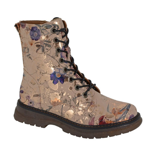 Cipriata ECRU L310BGM Floral Print 8 Eyelet boot with zip