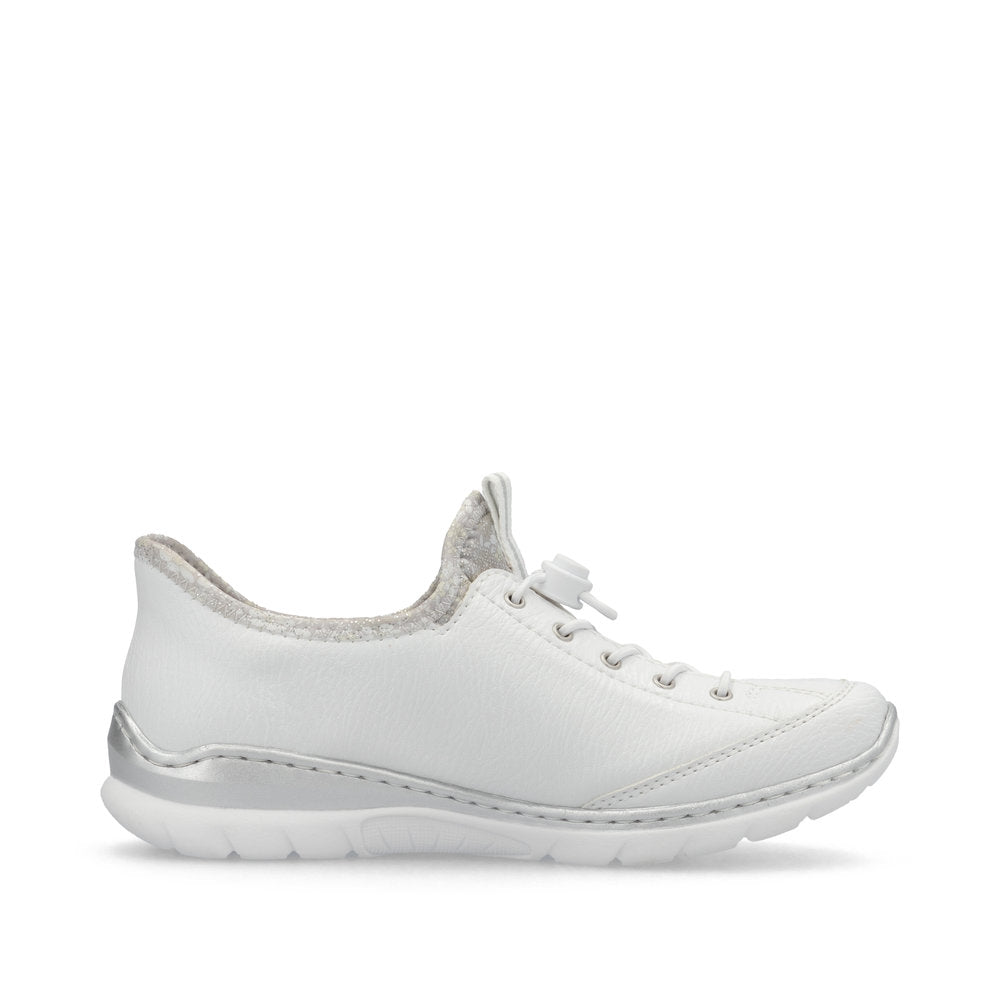 Rieker L32f1 WHITE/SILVER Slip On Trainer Style Shoe L32F1-80