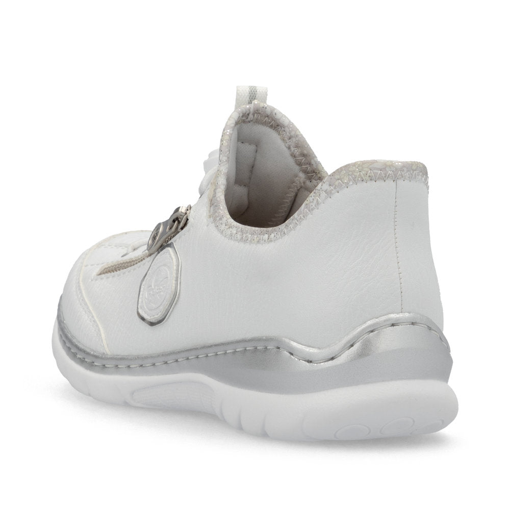 Rieker L32f1 WHITE/SILVER Slip On Trainer Style Shoe L32F1-80