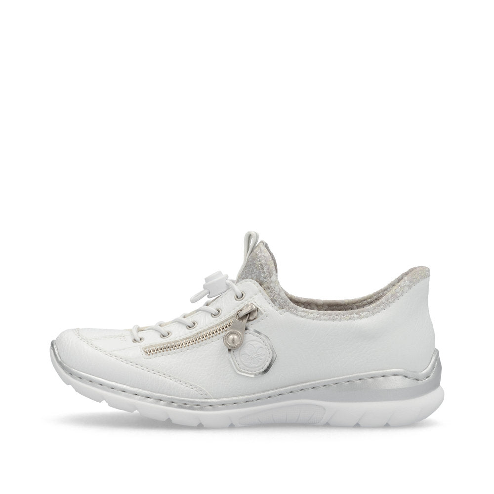Rieker L32f1 WHITE/SILVER Slip On Trainer Style Shoe L32F1-80
