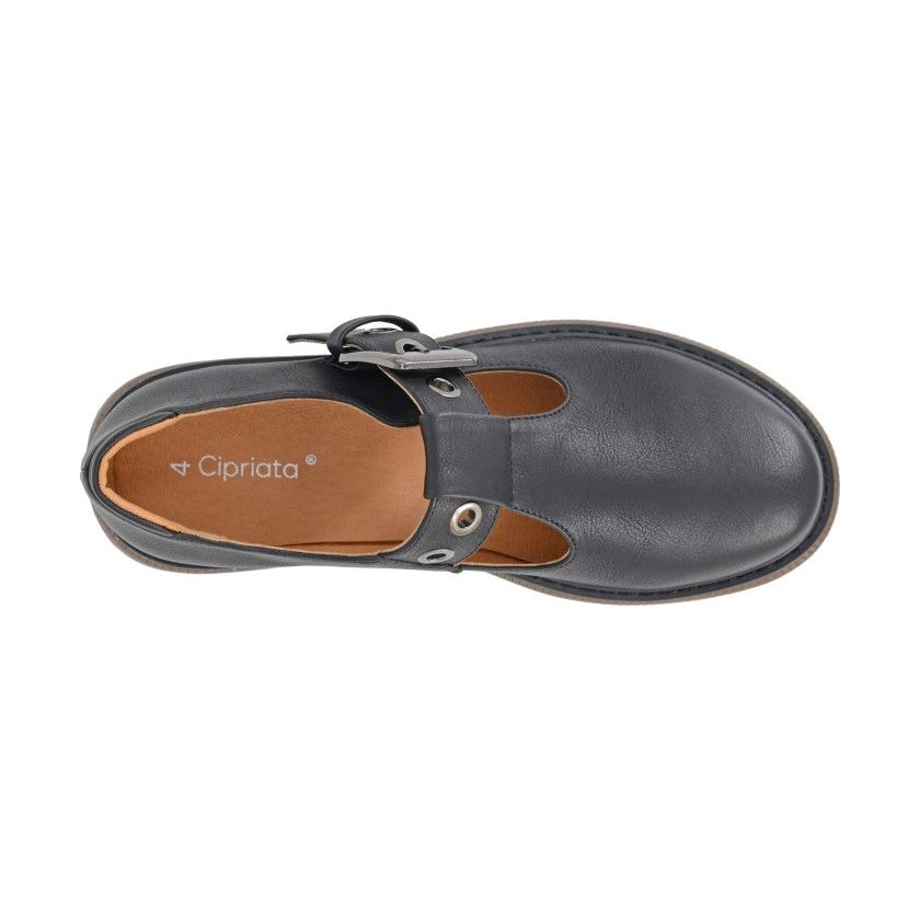 Cipriata L413 Martens Black Mary Jane Bar Shoe
