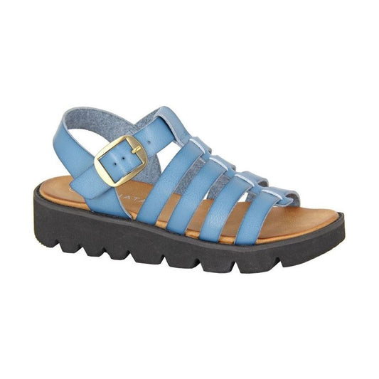 Cipriata L415 Blue T Bar Fisherman Strap Chunky Sole Sandal