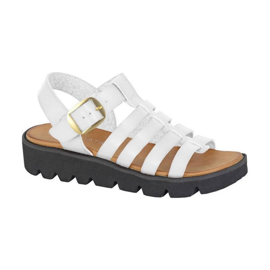 Cipriata L415 White T Bar Fisherman Strap Chunky Sole Sandal