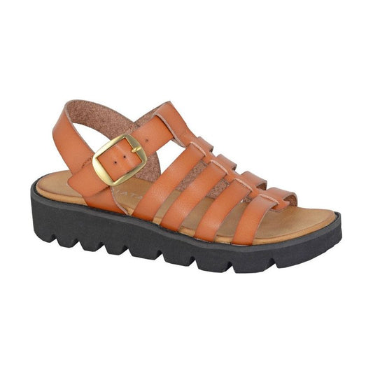 Cipriata L415 Tan T Bar Fisherman Strap Chunky Sole Sandal