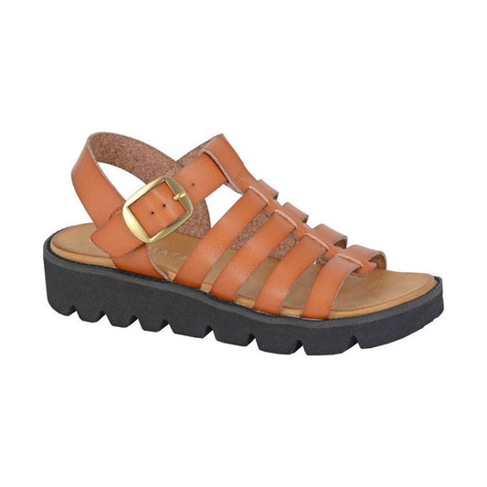 Cipriata L415 Tan T Bar Fisherman Strap Chunky Sole Sandal