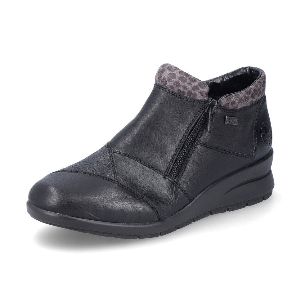 Rieker L4881 BLACK Double Zip Water Resistant Ankle Boot L4881-01