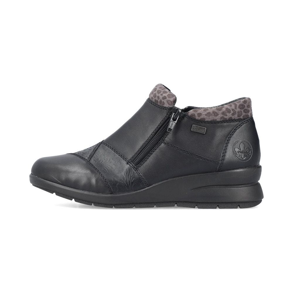 Rieker L4881 BLACK Double Zip Water Resistant Ankle Boot L4881-01