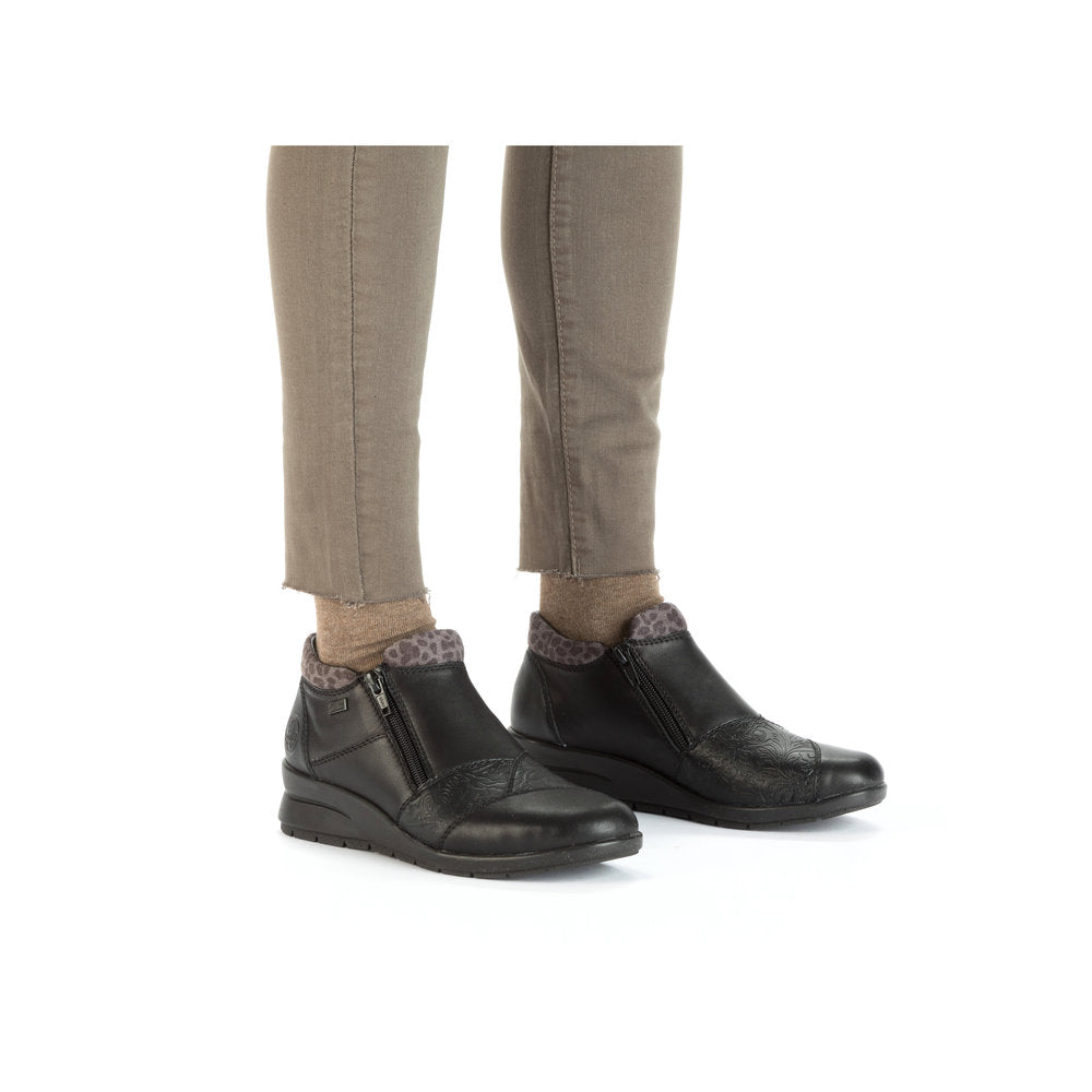 Rieker L4881 BLACK Double Zip Water Resistant Ankle Boot L4881-01