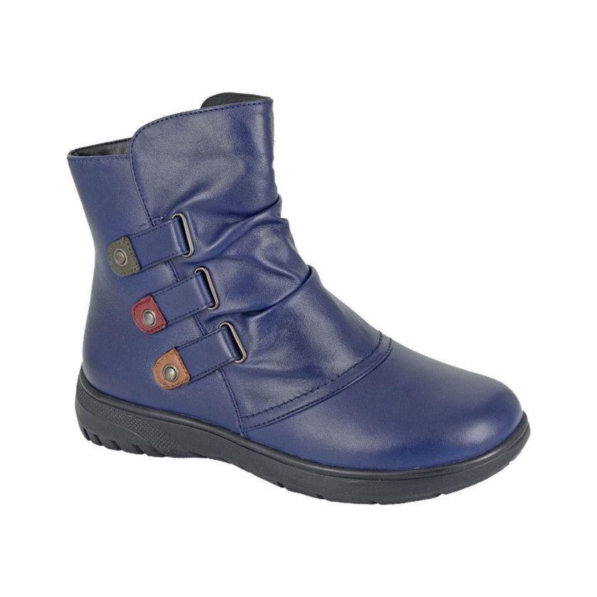 Cipriata L557 Navy Soft Leather Zip ankle Boot L557C