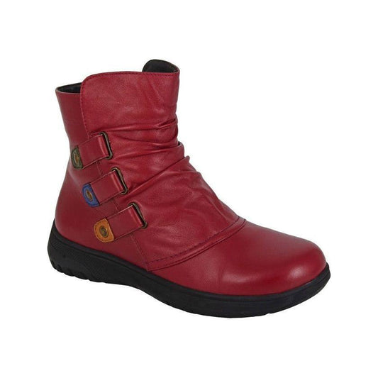 Cipriata L557 Red Soft Leather Zip ankle Boot L557D