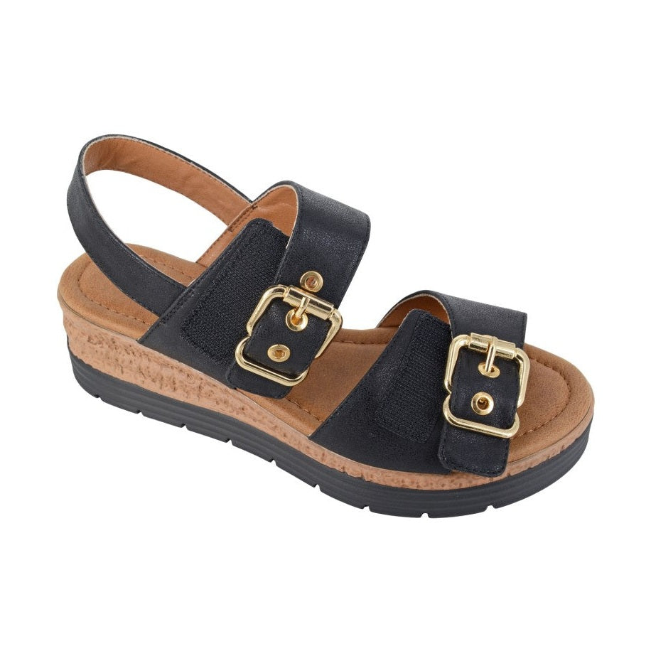 Cipriata L631 Buckle Wedge sandals BLACK L631A