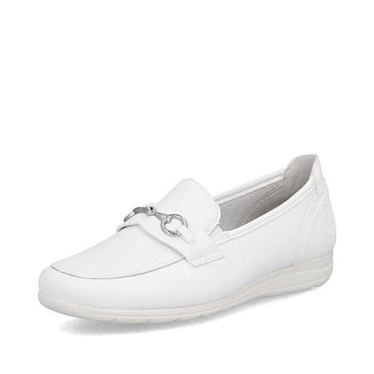 Rieker L9355 WHITE Slip On Loafer Shoe L9355-80
