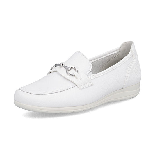 Rieker L9355 WHITE Slip On Loafer Shoe L9355-80