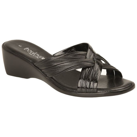 Boulevard BLACK MULTI Low Wedge Mule Sandal L9558 AP
