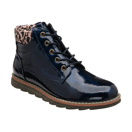 Lotus Ankle Boot with Lace and Zip Lexis NAVY ULB333
