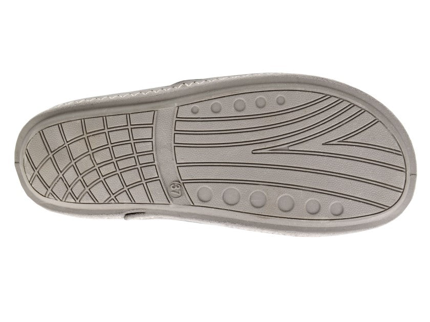 Sleepers Trina Grey Flower design Fur Trim Slipper LS185F
