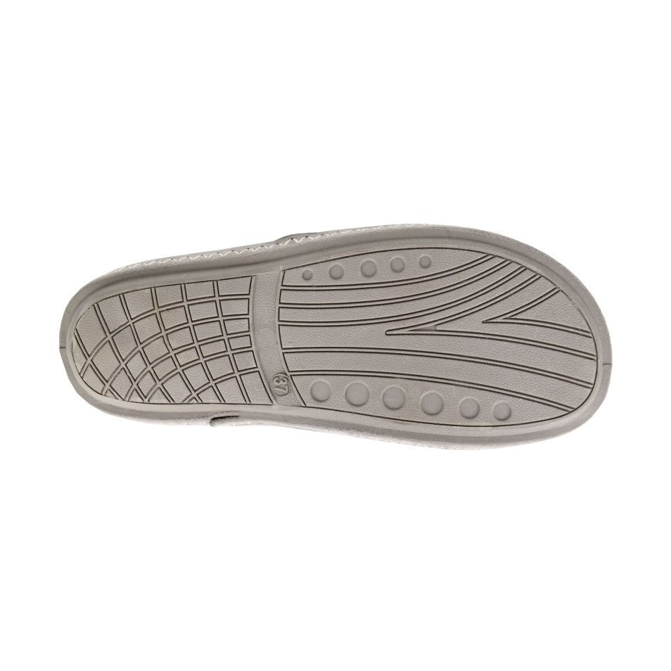 Sleepers Trina Grey Flower design Fur Trim Slipper LS185F