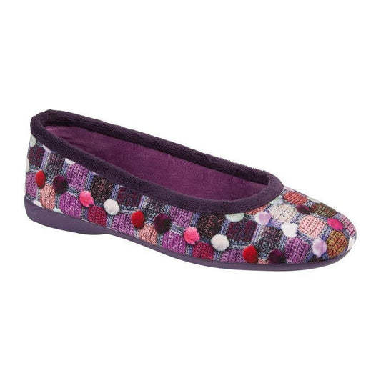 Sleepers Samira PURPLE Memory Foam Ballerina Slipper LS749P