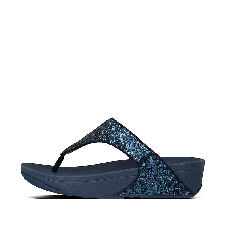 Fitflop Lulu Glitter NAVY Toe Post Wedge Sandal X03-339
