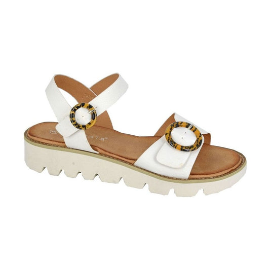 Cipriata L282 WHITE Twin Buckle Wedge Sandal
