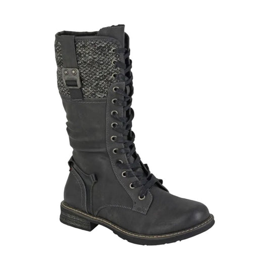 Cipriata GABRIELA Black Long boot with Laces and inside zip L307