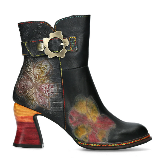 Laura Vita Eleao 02 NOIR Buckle Trim Zip Leather Ankle Boot ELEAO 02