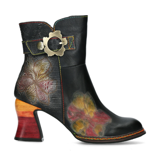 Laura Vita Eleao 02 NOIR Buckle Trim Zip Leather Ankle Boot ELEAO 02