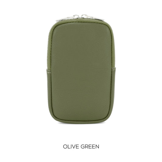Moda Express Leather Phone Pouch Crossbody Bag OLIVE 15003
