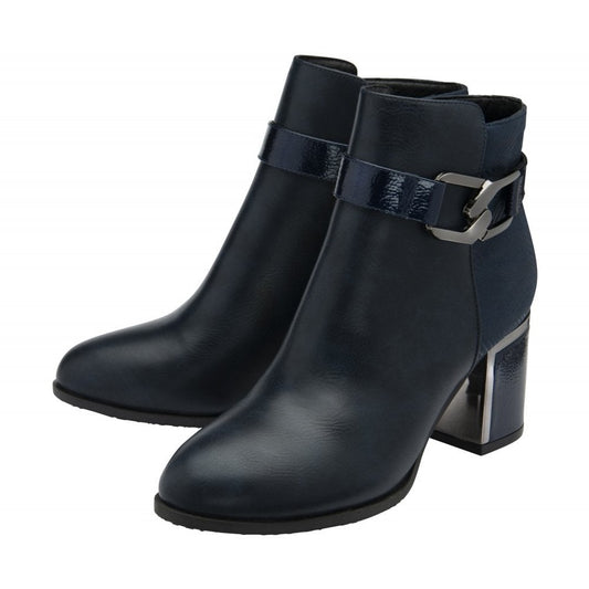 Lotus Adelaide NAVY Block Heel Dress Boot