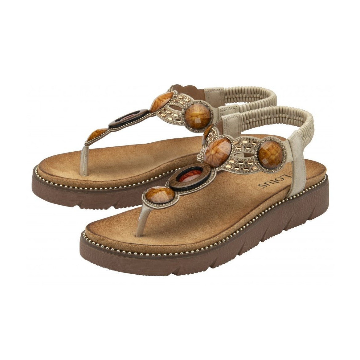 Lotus Alcina NATURAL Beaded Toe Post Sandal ULP318