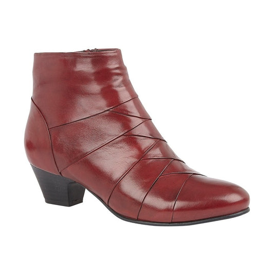 Lotus Ankle Boot Tara Red Leather with Zip