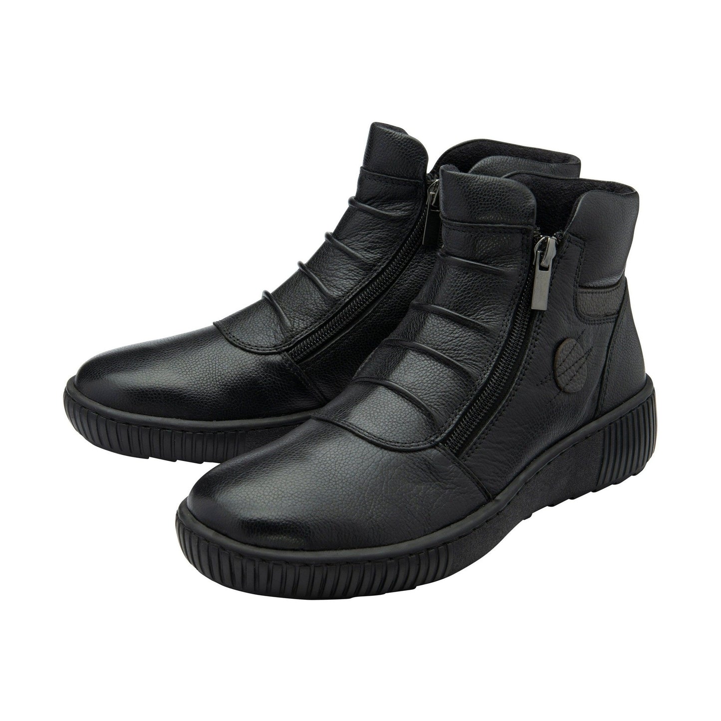 Lotus Atlanta BLACK Soft Leather Twin Zip Ankle Boot ULB405