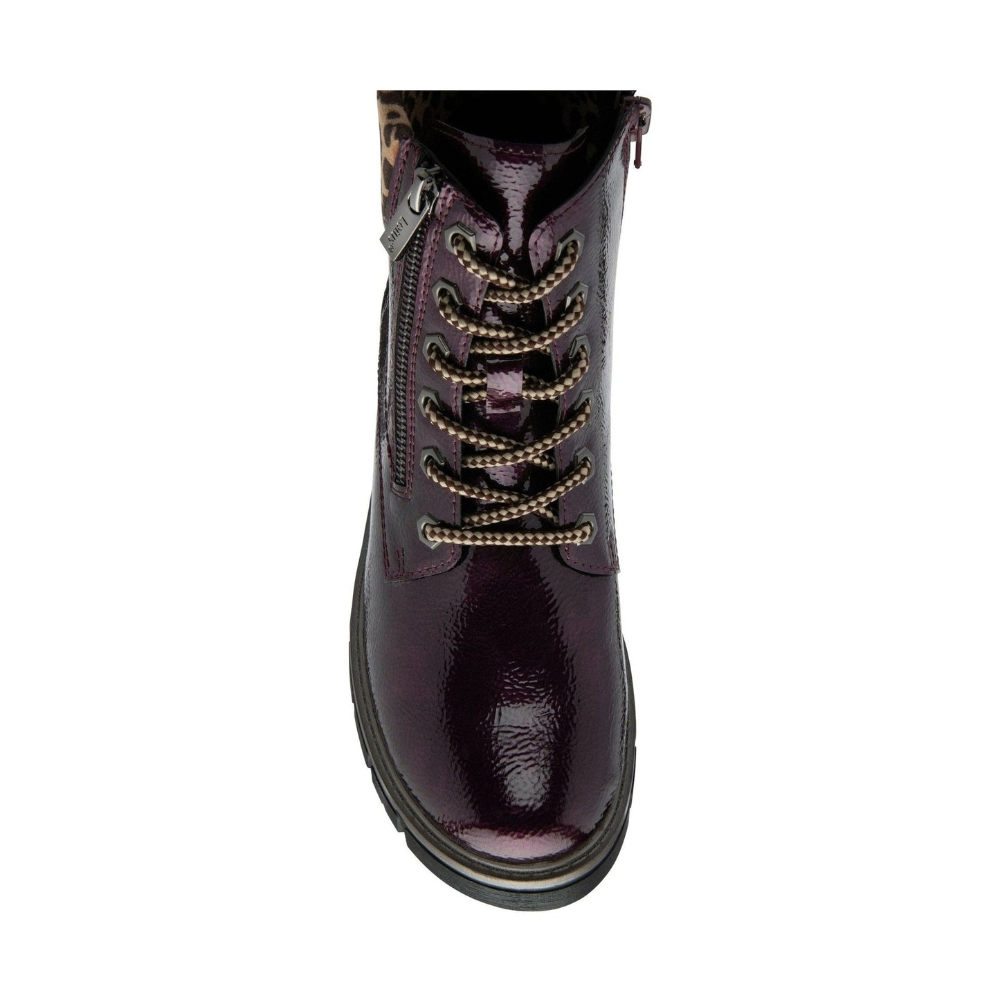 Lotus Boot Charleston Patent Ankle Boot with Lace and zip PURPLE ULB383