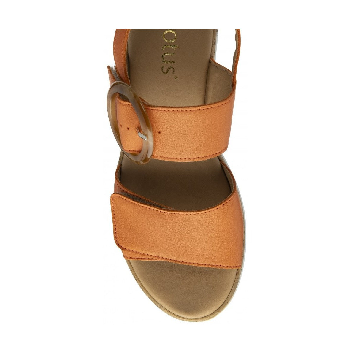 Lotus Cammie ORANGE Leather Flatform Adjustable Sandal ULP268