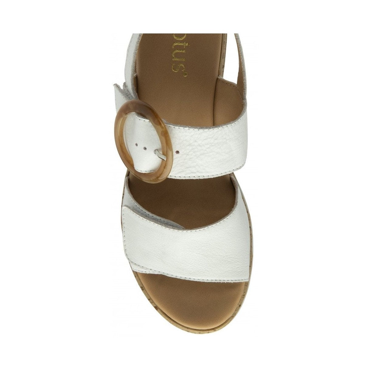 Lotus Cammie WHITE Leather Chunky Wedge Adjustable Sandal ULP268